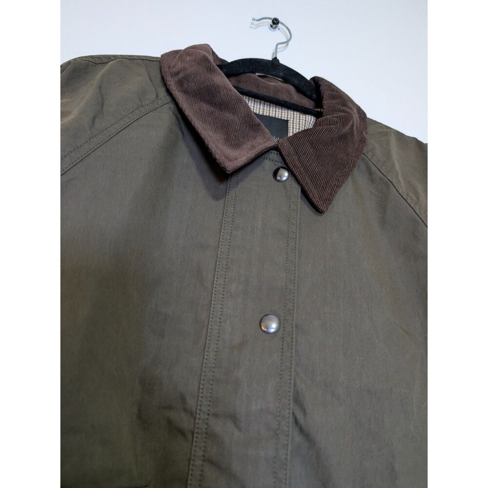 Madewell Waxed Cotton Barn Jacket Corduroy Collar Utility Coat Olive L Utility - Picture 9 of 15